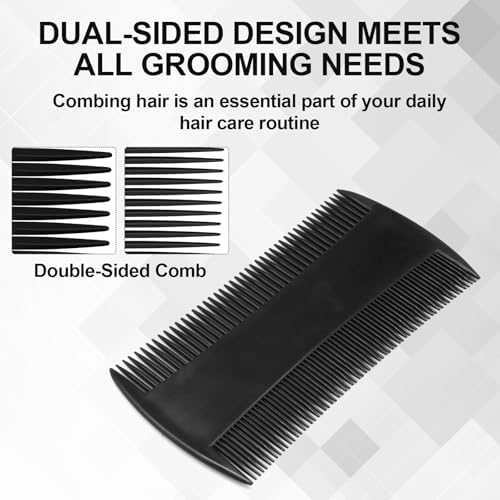 5 Pack Mini Mustache Comb, Double Sided Pocket Small Beard Comb for Hair & Beard Grooming, Fine/Wide Teeth Detangling Tool | Moustache Combs for Men, Travel, Grooming Kit (3.74 Inch, Black)