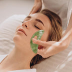 Beaupretty Gua Sha Tool Facial Massage Scraping Board for Face Neck Eyes and Body Muscle Relief Portable Handheld Jade Stone 4.33 Inch