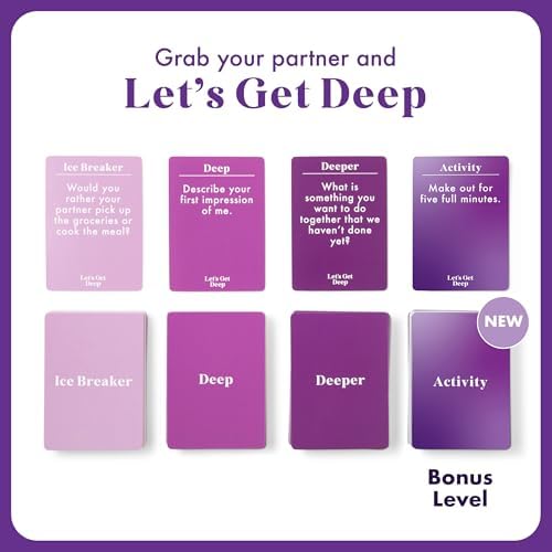 Let's Get Deep by Relatable, A Question Card Game for Couples, Great for Date Night Ideas, Couples Gifts, Wedding Gifts, and Long Distance Relationship Gifts, Includes 200 Cards to Build Up Intimacy