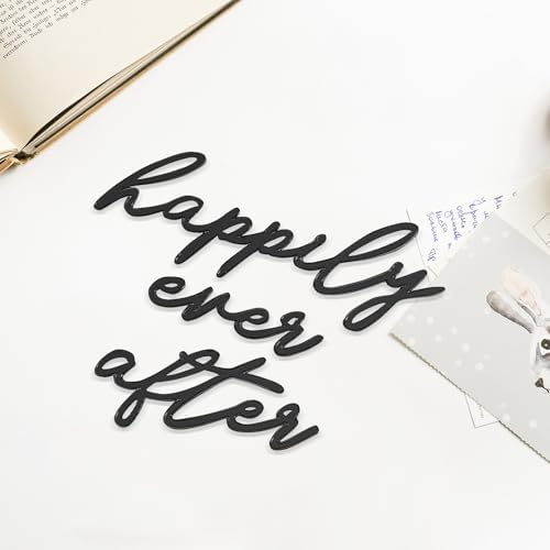 Happily Ever After Wedding Cake Topper- Black Acrylic Cake Topper for Wedding,Engagement,Bridal Shower, Bachelorette Party,Anniversary Party Decoration Supplies