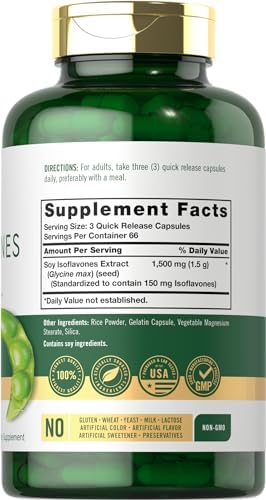 Carlyle Soy Isoflavones for Women and Men | 200 Capsules | Non-GMO, Gluten Free Extract Supplement