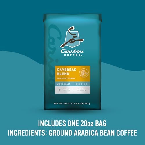 Caribou Coffee, Light Roast Ground Coffee, 100% Arabica Coffee - Daybreak Morning Blend 20 Ounce Bag