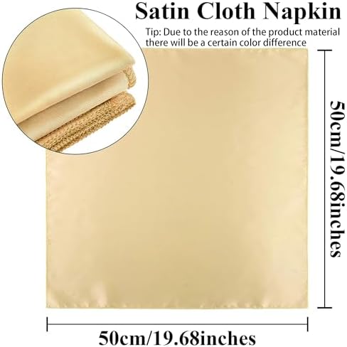 Aneco 24 Pieces Satin Napkin Square 20 x 20 Inches Dinner Napkins Weddings Party Napkin Soft Table Napkins for Romantic Weddings Party Dinner Decoration (Gold)