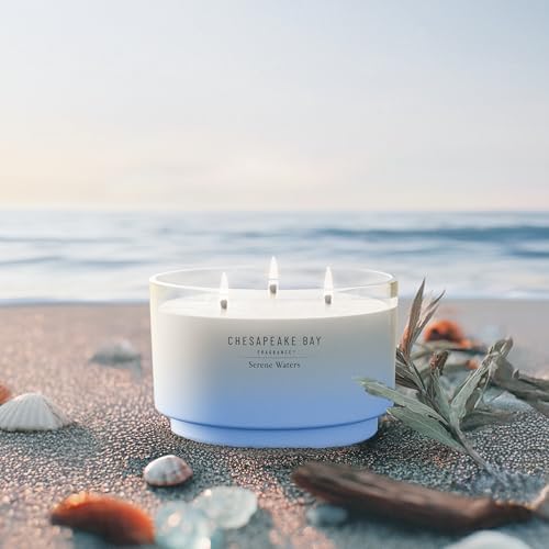 Chesapeake Bay, 14.5oz Serene Waters Scented Candle, Mood Evoking Fragrance, Sea Glass-Inspired Jar, Premium Soy Blend Wax with Essential Oils, Coastal Fragrance for Home Décor or Gifting