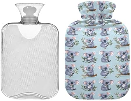 Koala with Leaves Hot Cold Water Bottle with Fleece Cover PVC Hot Water Bag 1 Liter