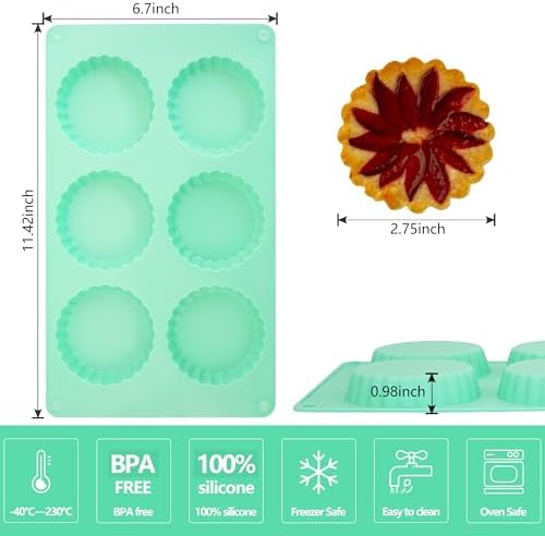 Zorazio 3Pack Mini Tart Pan Silicone, Mini Quiche Pans 3Inch,Non-stick Pie Pans, Egg Tart Mold for Pies, Quiches, Mousse Cakes, Dessert Baking