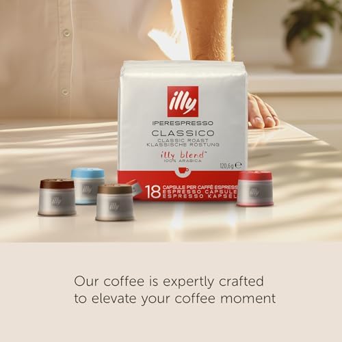 illy Coffee, Intenso iperEspresso Capsule, Dark Roast Espresso Pods, Compatible with illy iperEspresso Machines, 18 Count