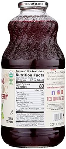 Lakewood Organic Pure Cranberry, Fresh Pressed, 32 Fl Oz (Pack of 6)