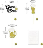 24 Pcs Glitter Cheers and Beers Cupcake Toppers Glitter Beer Mug Milk Bottle Cupcake Picks Decorations for Baby Shower Birthday Beer Themed Party Supplies (Cheers & Beers)