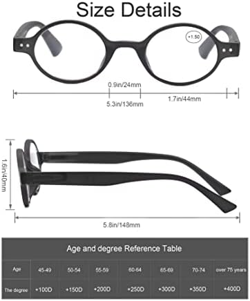 MODFANS Men Readers 2.0 Women Reading GLasses£¬Round Retro Matte Cheaters Flexible Spring Hinge Lightweight Suitable Wear well-5 Pouch with 1 Soft Cloth