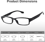3 Pack Reading Glasses Traditional Rectangular Frames for Men/Women with Comfort Spring Loaded Hinges,Readers