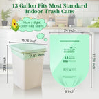 ECOLipak 13 Gallon Compostable Trash Garbage Bags, 50 Count (1 Roll) Biodegradable Heavy Duty Bathroom Kitchen Trash Bags for Home/Office, US BPI ASTM D6400 and OK Compost Home Certified
