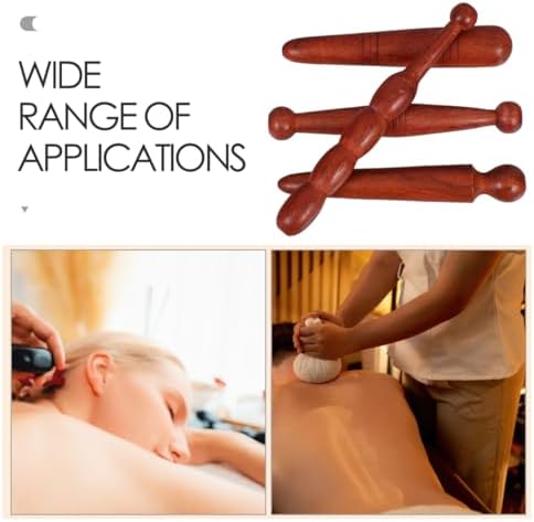 LALAFINA 4pcs Wood Foot Massage Stick Travel Manual Acupressure Pen Thai Reflexology Tools for Face Neck Back Waist Massager Trigger Points