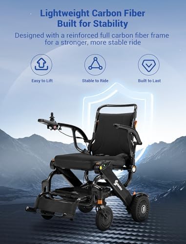 Aotedor Full Carbon Fiber Electric Wheelchair for Adults & Seniors, 35 lbs Lightweight Foldable All-Terrain, 22-Mile Range, 2 Batteries, Airline & FSA Approved