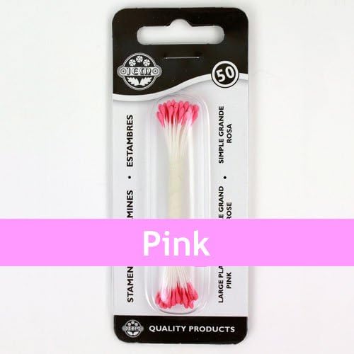 JEM Plain Stamen Medium Pink Handmade for Flower Making (Bunch of 50), Standard