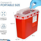 Oakridge Products Transparent Sharps Container for Home Use and Professional 5.4 Quart (1-Pack), Touchless Biohazard Needle and Syringe Disposal, Rotating Lid, CDC Certified