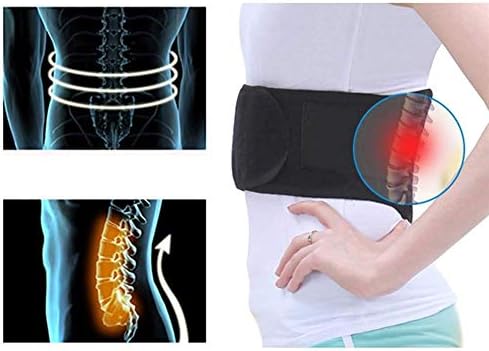 Lumbar Brace Adjustable Tourmaline Self-Heating Belt Magnetic Therapy Back and Hip Belt Lumbar Belt Brace Massage Band Health Care Unisex Men Women (Color : Black, Size : M)