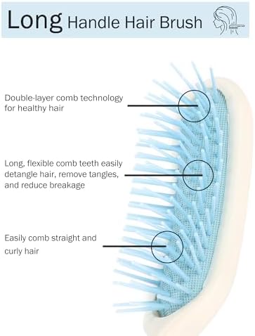 Long Handled Hair Brush, 14*2*1.5 Inches Long Handle Hair Brush, Long Handled Brushes Suitable for Elderly and Hand Disabled People Inconvenient Upper Limb Activities (long handle brush)