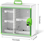 Glosen Medicine Cabinet Locking Medicine Cabinet Wall Mounted【 Green 13.6 x 13.4 x 6.5 Inch 】 Portable Storage Container Big Capacity