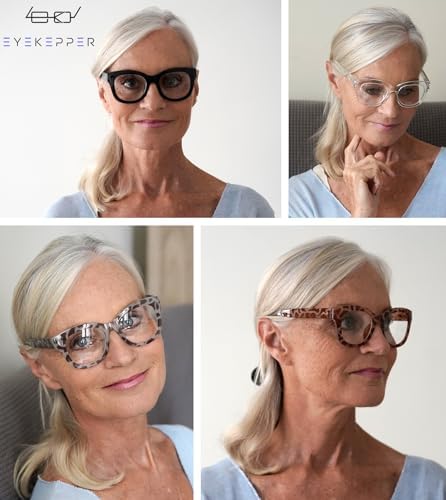 Eyekepper 5 Pack Oversized Reading Glasses - Retro Readers for Women Include 2 Pairs Black +1.00