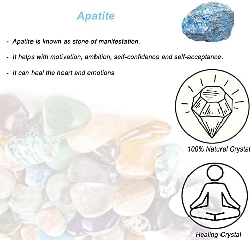 Apatite Raw Crystals, Large 1.25-2.0" Healing Crystals Natural Rough Stones Crystal for Tumbling, Cabbing, Fountain Rocks, Decoration, Polishing, Wire Wrapping, Wicca & Reiki
