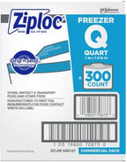 SC Johnson Professional Ziploc Quart Food Storage Freezer Bags, Grip 'n Seal Technology for Easier Grip, Open, and Close, 300 Count