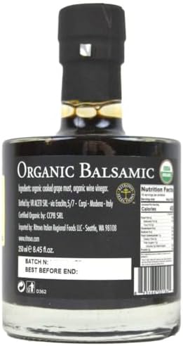 Sofia Private Label Organic Balsamic Vinegar - 250ml (8.5 Fl Oz) Glass Bottle Aged Balsamic Vinegar of Modena Italy (Dark Balsamic Vinegar)