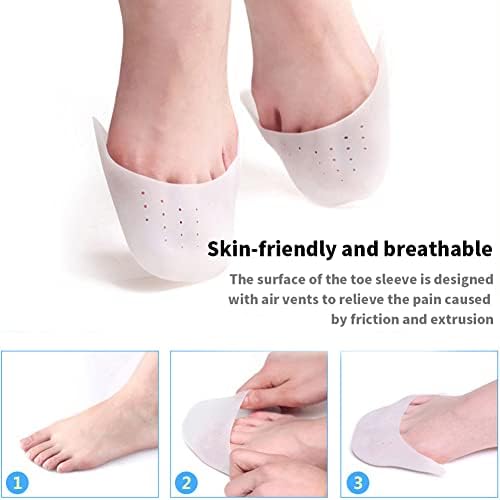4 Pairs Ballet Dance Shoe Toe Pads,Silicone Toe Protectors with Breathable Hole Silicone Sleeve Covers for Relieve Fatigue and Protect Toes(Size:3.94 x 3.94 x 0.12inch)