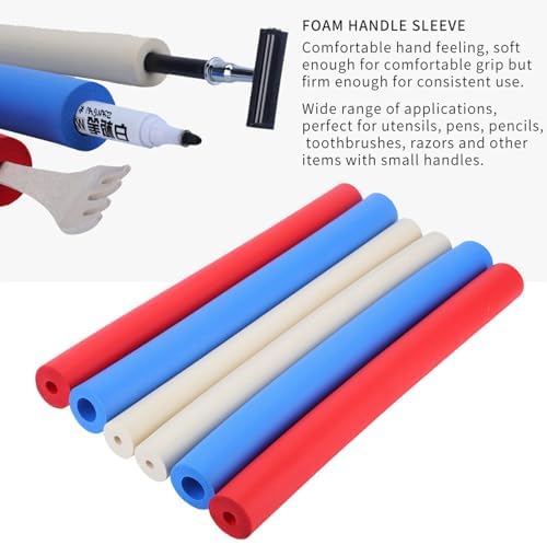 Foam Tube, 6pcs Non Slip Comfortable Grip Handle Sleeve Cover, Built Up Grips Aid for Utensils Pen Different Size Foam Grip Tubing for Elderly