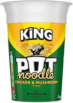 Pot Noodle Chicken & Mushroom King Pot Noodle instant vegetarian snack quick to make noodles 12x 114 g
