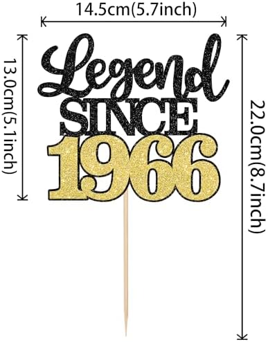 1 PCS Legend Since 1965 Cake Topper Black Gold Glitter Sixty Happy 60th Birthday Cake Pick Cheers to 60 Years Cake Decoration for 60th Birthday Wedding Anniversary Party Decorations Supplies