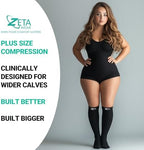 Zeta Wear Plus Size Compression Socks for Women and Men, Wide Calf Knee-High 15-19 mmHg Graduated Support, Easy-On Cuff, Fits Calves to 26 inch / 66 cm