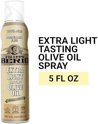 Filippo Berio Extra Light Tasting Olive Oil Spray, 100% Pure, Propellant‑Free, Mild Flavor, 5 Fl Oz (Pack of 1)