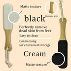2-Pack Professional Pedicure Foot File & Pumice Stone with Wooden Handle - Callus Remover and Foot Scrubber for Dead Skin, Dry Rough Feet, Cracked Heels and Corns