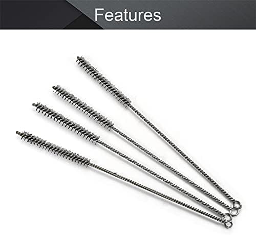 Utoolmart Wire Tube Brushes, Stainless Steel Spiral Power Bottle Brush, Long-Handle Bristle Pipe Cleaning Tool, 0.5" Diameter 12" Length for Auto Parts, Bottles, Tubes, Keyboards,Glass, 5pcs