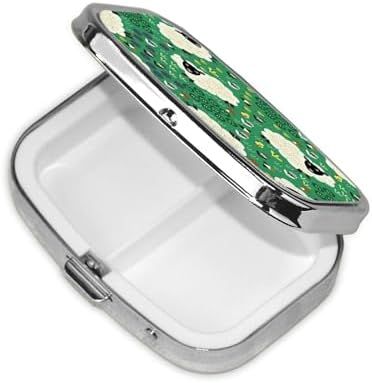 Cute Cartoon Sheep Print Square Metal Pill Box Decorative Pill Case - Carry Your Meds in Style (Rectangular)