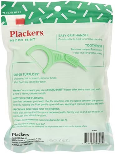 PLACKERS Micro Mint Freshens Breath, Dental Flossers Mint 90 Each