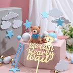 Yinder 37 Pcs Bear Cake Decoration Toppers for Baby Shower Decorations with Balls We Can Bearly Wait Happy Birthday Mini Bear Figurine Cake Party Birthday Supplies (Cute)