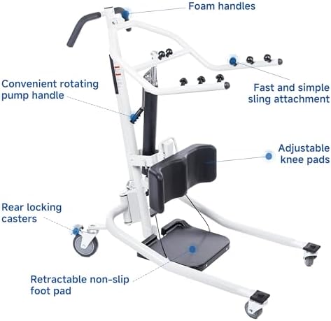 Sit-Stand Patient Lift, Stand-Up Patient Lift - Sit to Stand, Safely Sit, Stand or Transfer Easily with Transport Sling, 400 lbs