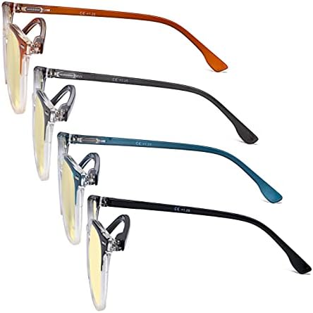 Eyekepper 4 Pack Computer Reading Glasses for Women Blue Light Blocking Readers Yellow Tinted +2.50