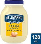 Hellmann's Extra Heavy Mayonnaise Jar, Extra Egg Yolk, Condiment for Sandwiches, Salads, Mayo Made with 100% Cage Free Eggs, Gluten Free 1 gallon 128 oz, Pack of 1