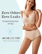 AIRCUTE Washable Urinary Incontinence Protective Underwear for Women Leak Proof Absorbent Reusable Panties 60ML 1 Pack (Beige, Large)