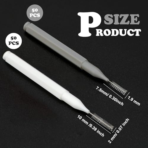 Patelai 100 Pieces Braces Brush for Cleaner Interdental Brush Toothpick Dental Tooth Flossing Head Oral Dental Hygiene Flosser Toothpick Cleaners Tooth Tool(White, Grey,Ideal Size)