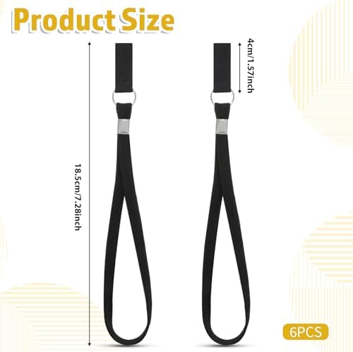 6 PCS Walking Cane Wrist Strap, Black Adjustable Wrist Strap Lanyard Universal Cane Handle Crutch Straps Replacement with Elastic Loop for Foldable Walking Canes or Sticks Elderly Crutches Accessories
