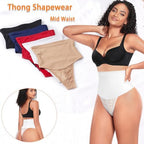 Werena Tummy Control Thong Shapewear for Women Mid High Waisted Body Shaper Underwear Lace Shaping Thong Girdle Panties