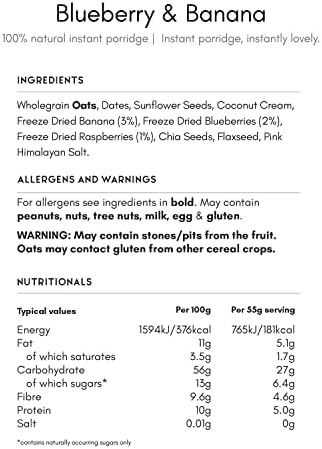 THE GREAT BRITISH PORRIDGE CO Blueberry Banana Porridge, 385 GR