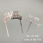 Rose Gold Cake Topper, 6pcs Acrylic Cake Toppers for Birthday Decorations