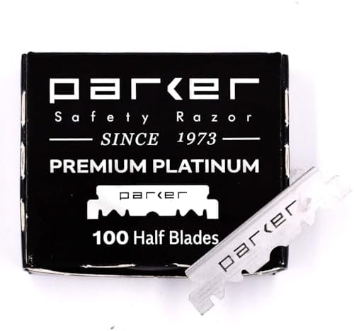 Parker Safety Razor, Premium Platinum Single Edge Razor Blades, 100 Count - For Professional Barber, Shavette and Disposable Blade Straight Razors