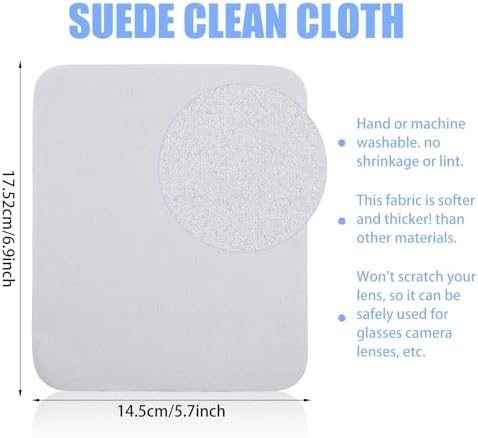 200 Pcs Suede Glasses Cleaning Cloths, 6.9x5.7 Inch Lens Cleaning Cloth for Glasses, Screens, Phones, Cameras, Reusable and Washable Grey