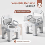 Bedside Commode, Upgraded Safety Commode Toilet for Elderly Disabled, Potty Chair for Adult with Enlarged Arms, Height Adjustable, 900lbs Heavy Duty Bedside Commodes for Seniors